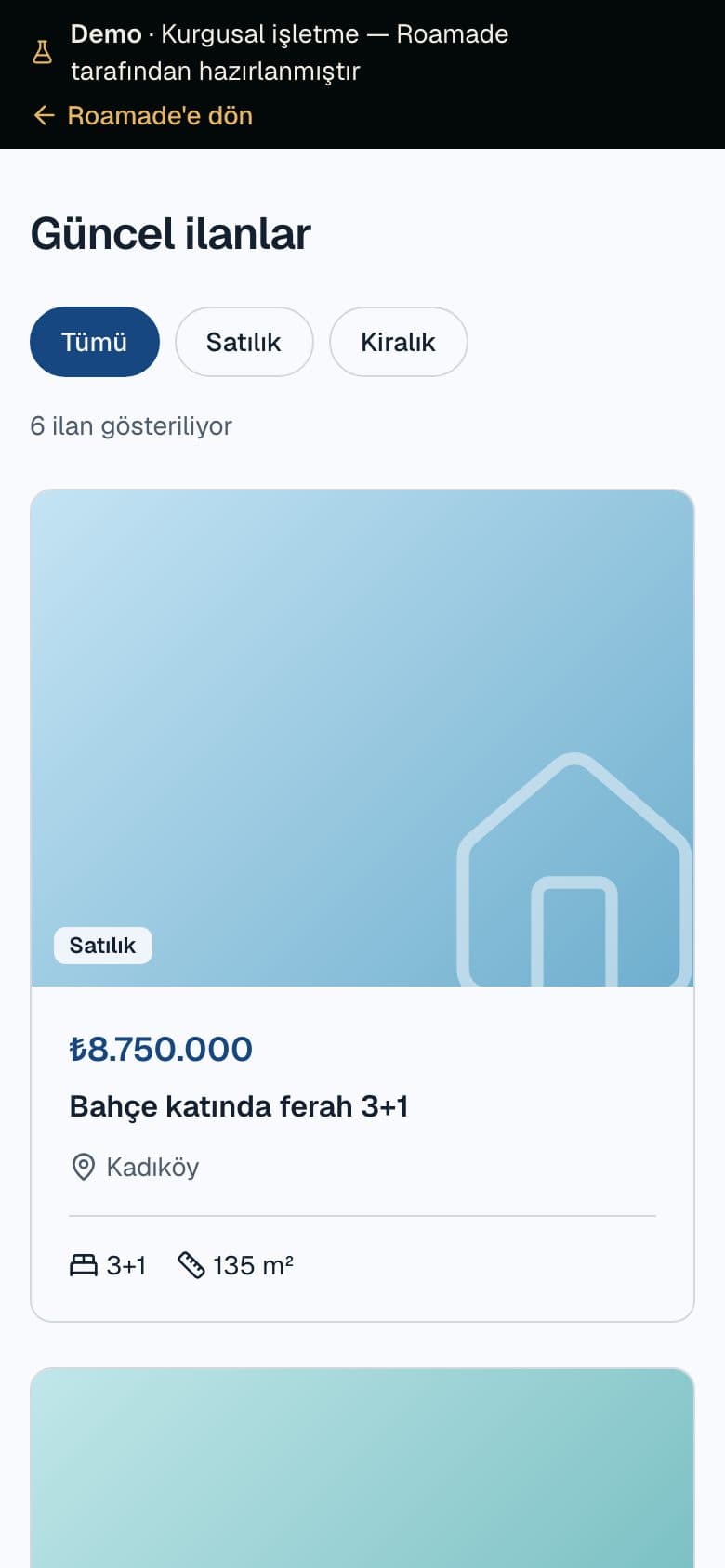 Real estate agency website: phone screen 2