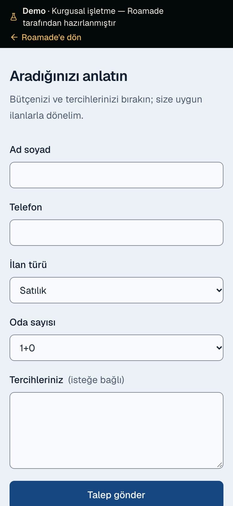 Real estate agency website: phone screen 3